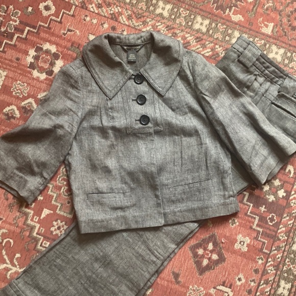 Adorable Banana Republic linen suit. EUC GRAY/black mini houndstooth print - Picture 1 of 9